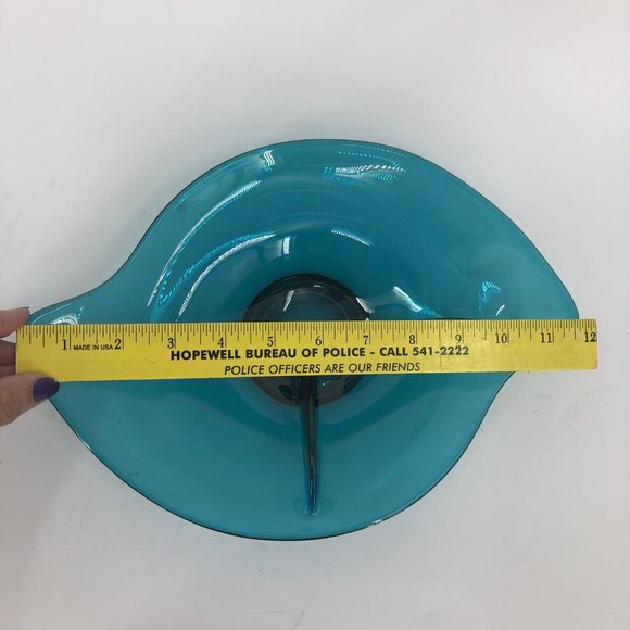 Viking MCM Atomic Glass Teal Bluetique Epic 3 Section Divided Relish Dish 1957 - Picture 7 of 8